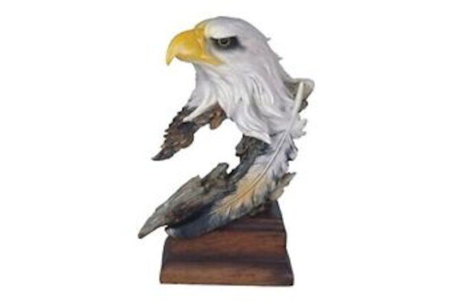 StealStreet SS-G-54153 Bald Eagle Head & Bust Statue with Feather on Wood