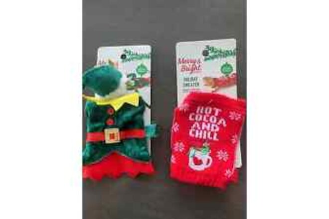 NWT Lot of 2 Merry & Bright Reptile Costumes Holiday Sweater Elf Costume