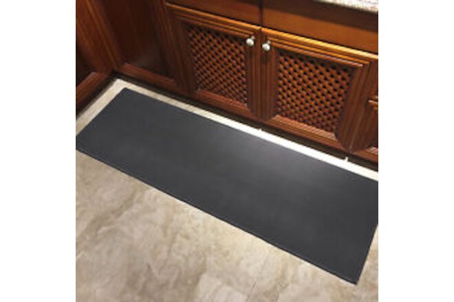 2 Pieces PVC Kitchen Floor Mats Waterproof Double-sided Non-Slip Rug Set Black