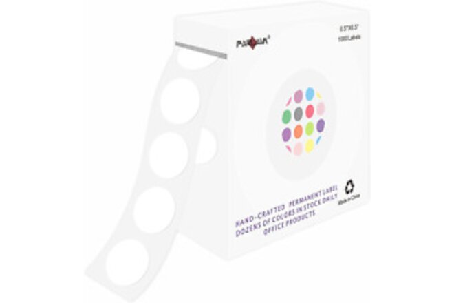 0.5" round Color Coding Circle Dot Labels on a Roll, 1000 Stickers in Plastic Di