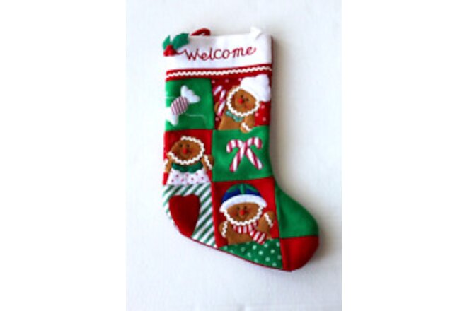 16" "Welcome" Snowman Felt Hanging Christmas Stocking Red, Green White New