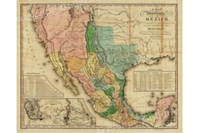 1826 Map of the United States of Mexico - American Southwest Map - 16x20