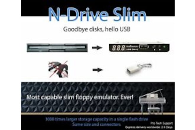 Floppy Disk USB Emulator N-Drive Slim for Yamaha MX100II DKC100R HQ300SX PPG100R