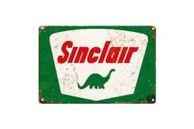 SINCLAIR DINOSAUR GAS STATION OIL COMPANY 8"X12" TIN SIGN DISTRESSED LOOK