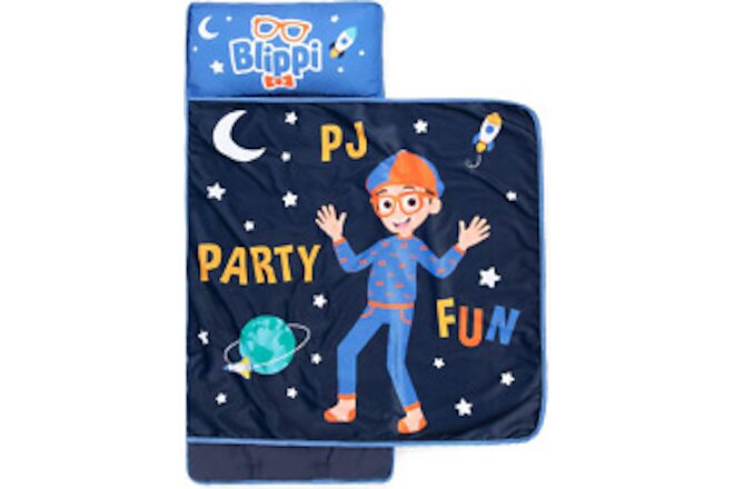 Blippi PJ Party Time Nap Mat – Built-In Pillow and Blanket - Super Soft Micro...