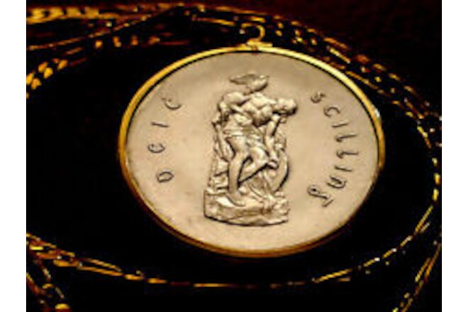 Antique Irish .835% Silver Cuchulaine Coin Pendant 24" 18KGF GOLD FILLED CHAIN