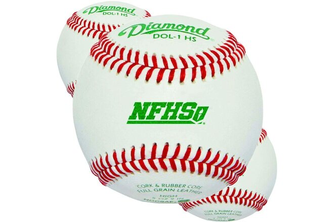 Diamond Baseballs Leather DOL-1 HS 3 Dozen Case High School NFHS
