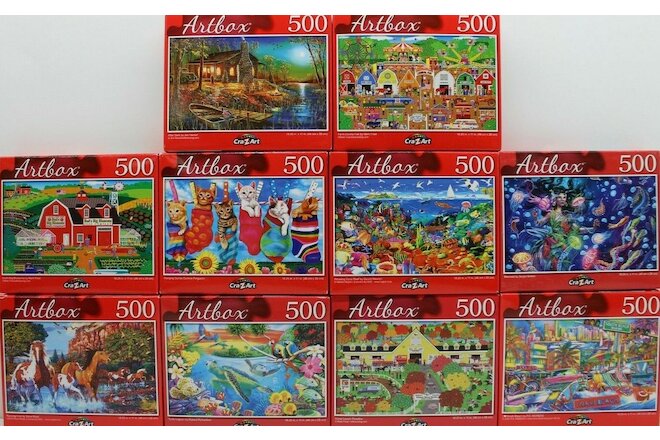 Jigsaw Puzzles 500 Pieces 18.25" X 11" Artbox Lot of 10 Mix # 3