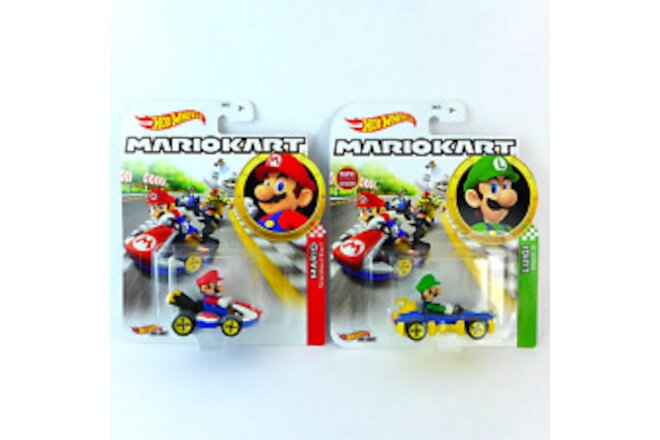 Lot of 2 MarioKart Hot Wheels Cars - Mario & Luigi (2018)