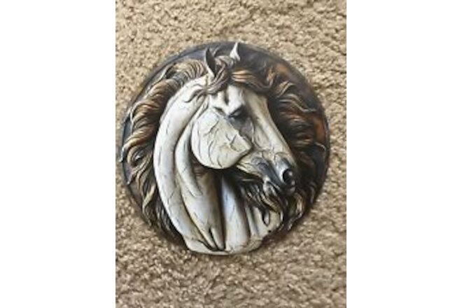NEW 8” White Horse Aluminum Round Sign For Indoors Or Out.