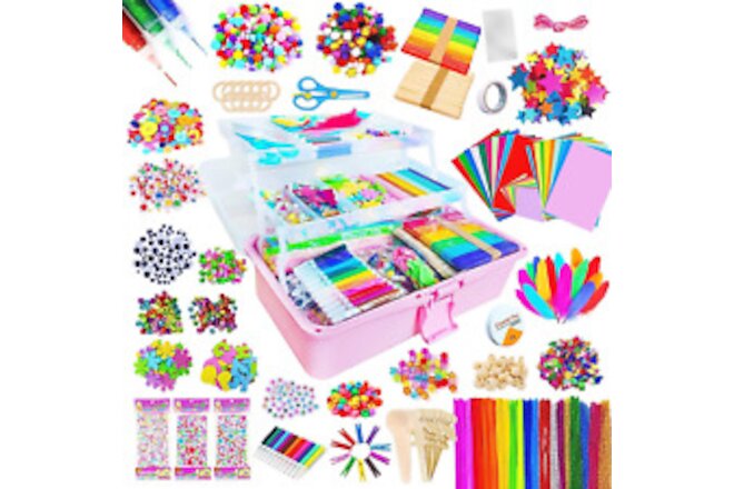 3000 Kids Arts and Crafts Supplies for Girls Ultimate Crafting Supply Set in Por