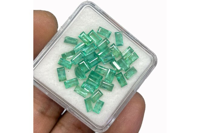 6 Pcs Natural Emerald 4.6mm-4.8mm Baguette Cut Sparkling Green Loose Gemstones