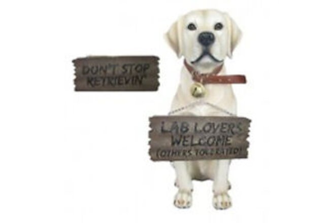 Sitting Yellow Lab With Sign