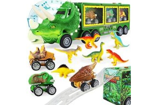 Dinosaur Toys for Kids 3-5-7, 11 in 1 Dinosaur Truck with Light, Music & Roar