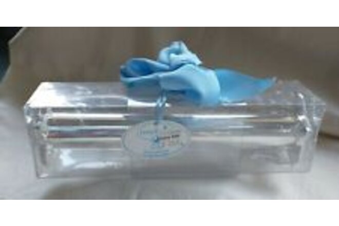 MUD PIE SILVERPLATE BIRTH CERTIFICATE HOLDER  Blue Baby Carriage Accent