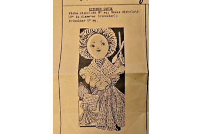 #5052 NC Vintage Dishcloth x 2, Potholder x 1 Doll Pattern to Crochet (Repro)