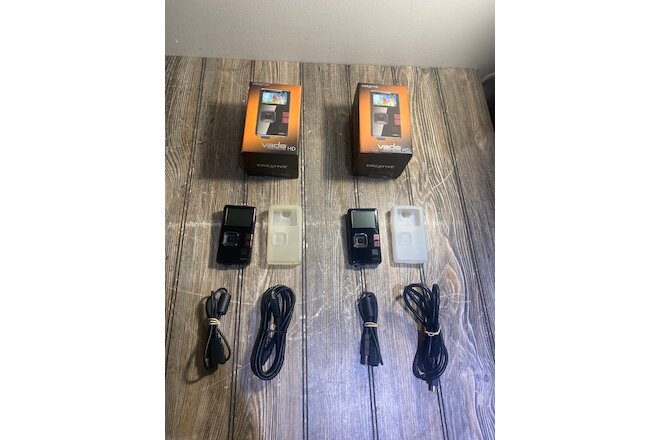 Lot of 2 VADO Pocket Video Cameras, Tested/Working with Accessories