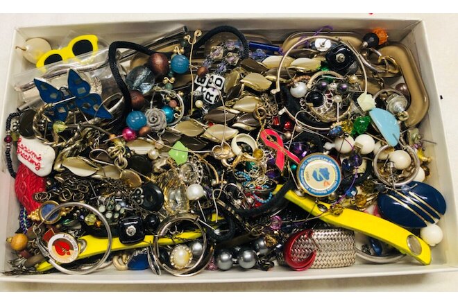 Junk Jewelry Lot Mostly Crafting Some Wearable Tangled Need to Sort Mixed Lot 6