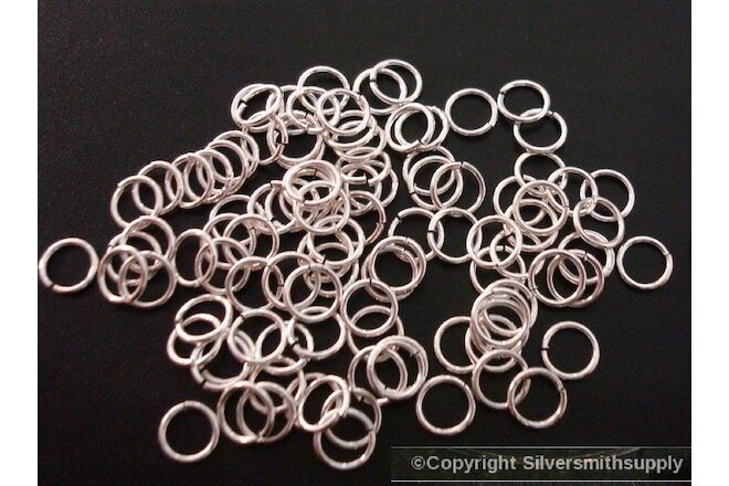 6mm SILVER plated medium gauge open round wire jump rings 100pcs FPJ025B