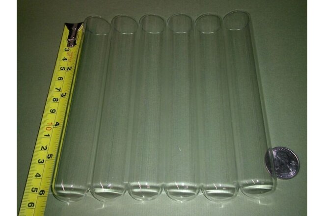 6 big NEW glass test tubes tube, Borosilicate (Pyrex equiv) large 25 x 150