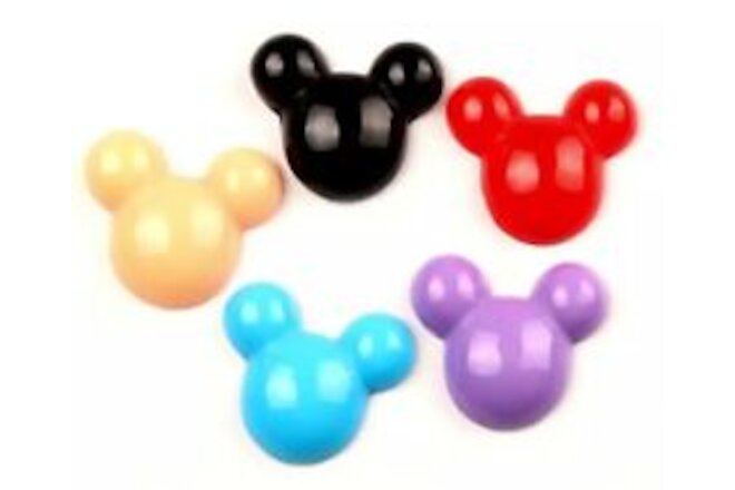 6PC Mickey Mouse Flatback Embellishments Scrapbooks Hair Bows Cupcake Toppers