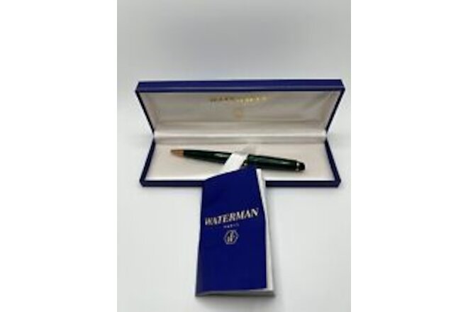 Waterman Paris  Pen Ballpoint Pen Green w/ Box/Pamphlet - Nearly New! Never Used