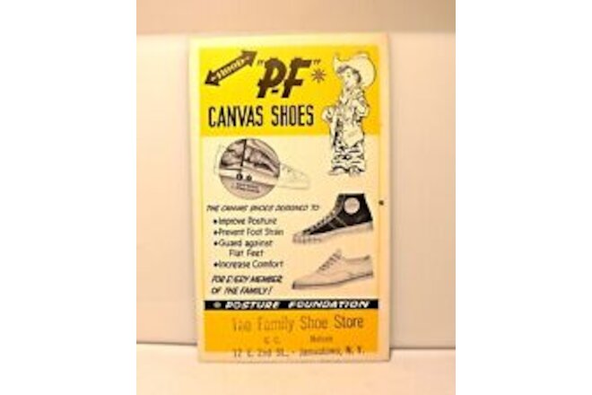 Vintage Advertising Ink Blotter P-F Canvas Shoes The Family Shoe Store Jamestown