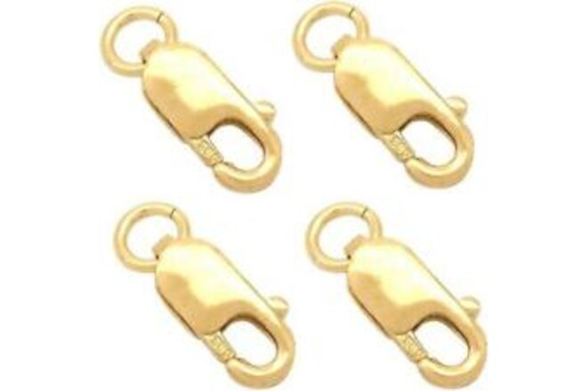 14k Yellow Gold Lobster Clasp Bead Set, 4 Pcs, 10mm X 4mm, Jewelry Making