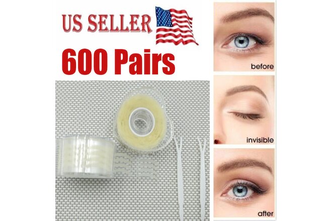 2 Roll 600 pairs Double Eyelid Sticker Tape Narrow Transparent Invisible Natural
