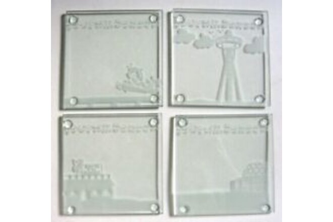 South of the Border Coaster Set Frosted Glass Set of 4 New
