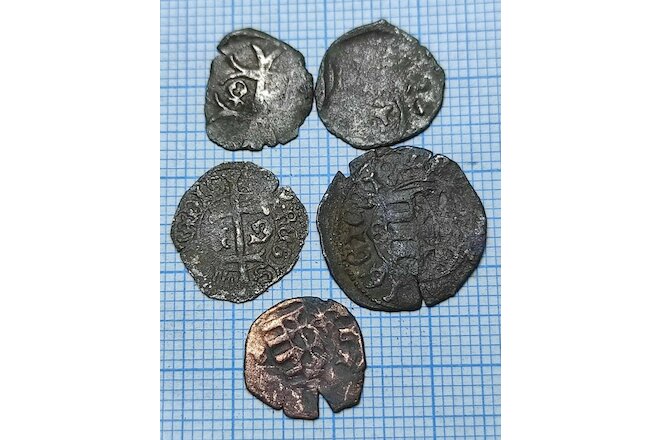 Crusader Templar cross, Europe medieval, mixed 5 different coins