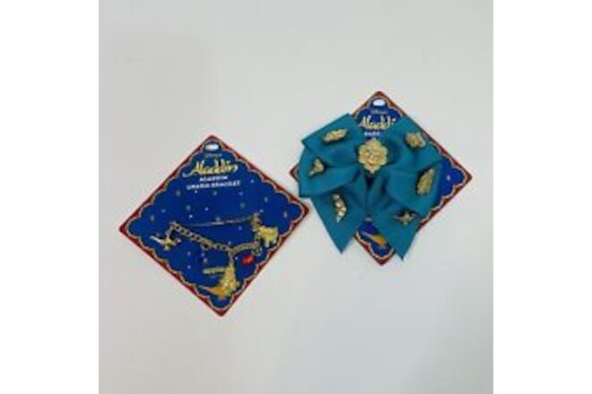 Vintage Aladdin Accessories Set 90s Barrette Charm Bracelet Disney Applause