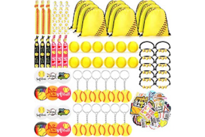 122 Pcs Softball Party Favors Softball Gifts for Girls and Boys, Include Softbal