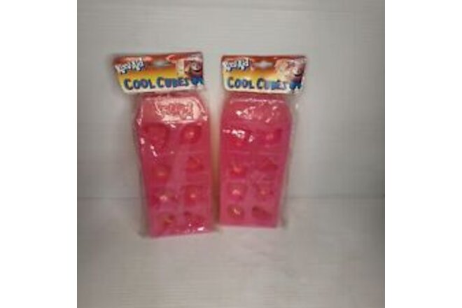 (2) Vintage Kool Aid Ice Cube Trays Molds Cool Cubes Red Blue Fruit Shapes NEW