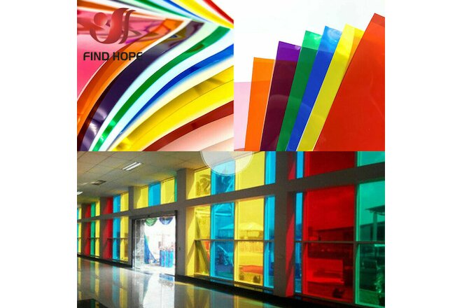 7pcs Pack MULTI COLOR TRANSPARENT WINDOW FILM STAINED GLASS SELF ADHESIVE VINYL