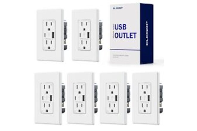 Wall Outlet with USB-A and USB-C Ports, 15A, Tamper Resistant, Wall Plate, UL...