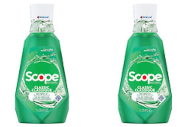 Crest Scope Classic Mouthwash Fresh Mint 1 Liter(33.8 Fl Oz) (2 Pack)