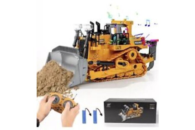 FUUY Remote Control Metal Bulldozer Toy for Kids Ages 3-7 - Realistic Constru...