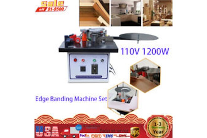 1200W Portable Edge Bander Machine Double Side Gluing Wood Banding Machine 110V