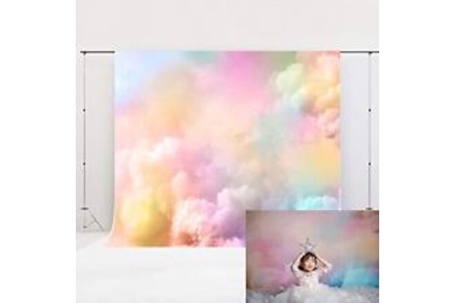 Kate 7x5ft Pink Sky Backdrops Rainbow Clouds Background Birthday Photography ...