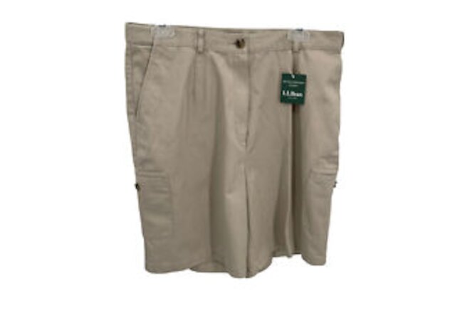 L.L. Bean Boys Youth Size 16 Khaki School Cargo Shorts 280396 NEW Stretch Waist