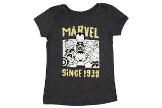 Marvel Comics Avengers Girls' Shirt Kawaii Since 1939 Glitter Logo T-Shirt (XS)