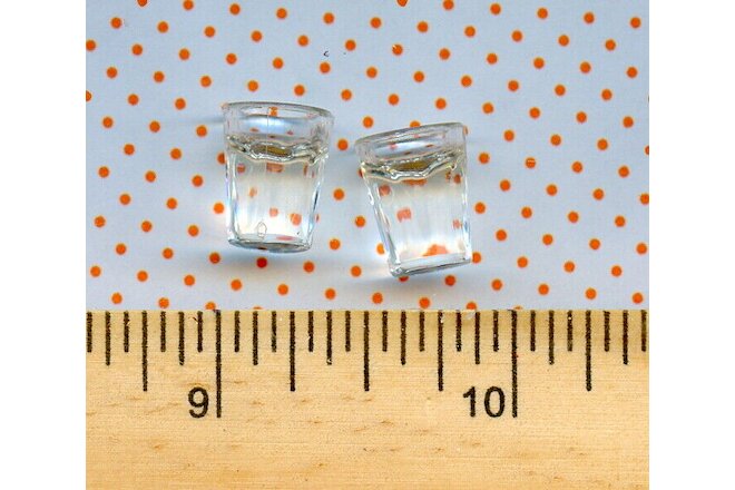 Dollhouse Miniature Size Drink Beverage 2 CLEAR Glasses of Water.