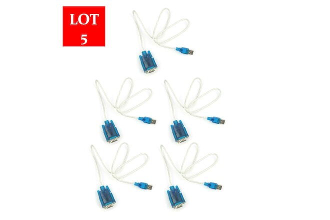 LOT5 3Ft Translucent USB 2.0 to DB9 RS232 Serial Converter 9 Pin Cable PDA