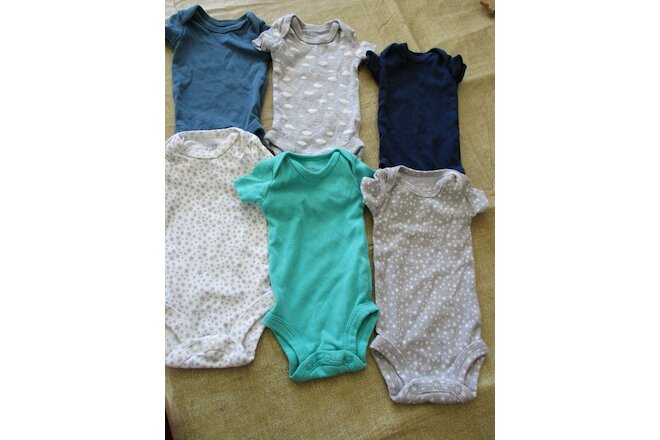 LOT (6) INFANT CARTER'S PREMATURE ONE PIECES SHORT SLEEVES TOPS FREE SHIPPING