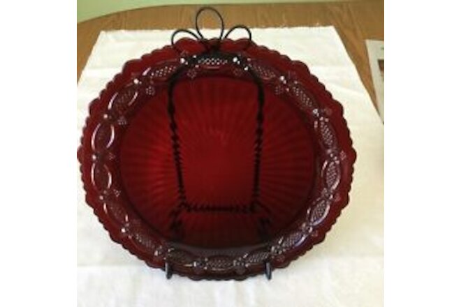 AVON RUBY RED CAPE COD 1876 COLLECTION 10 1/2" DINNER PLATE in Original BOX NOS