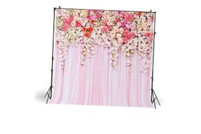 5x5ft Pink Flowers Backdrop Wedding Photography Background 5x5ft(150x150cm)