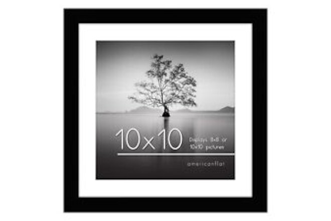 10x10 Picture Frame in Black - Displays 8x8 With Mat and 10x10 Without Mat - ...