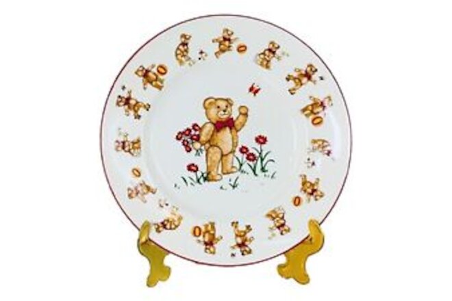 Mason’s England TEDDY BEARS Ironstone Floral Red Trim 7” Child Plate NEW