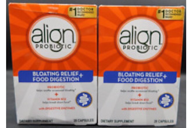 2 Pack Align Probiotic Bloating Relief + Food Digestion 28 Capsules Ea Exp:1/25+